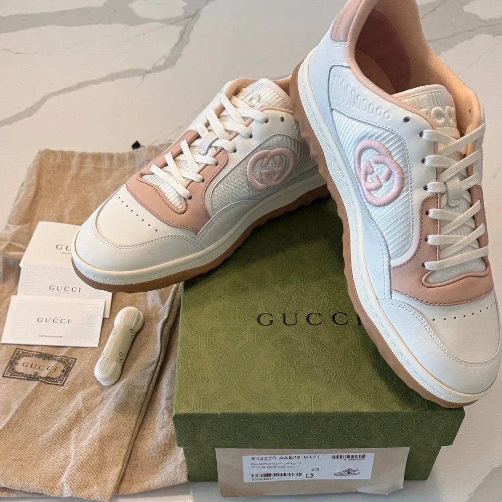 GUCCI MAC 80 Low-Top GG logo EUR 40 US 9.5-10 Leather Sneakers